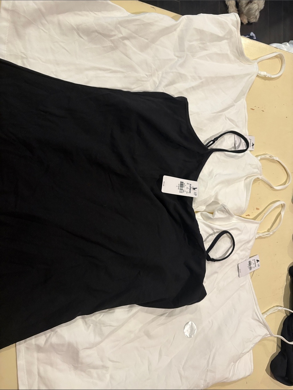 NWT Express Built In Bra Cami Tank Tops L Black White 3 Pack Bundle